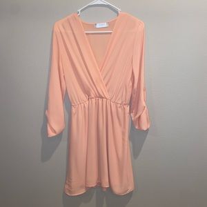 Pink low neck mini dress